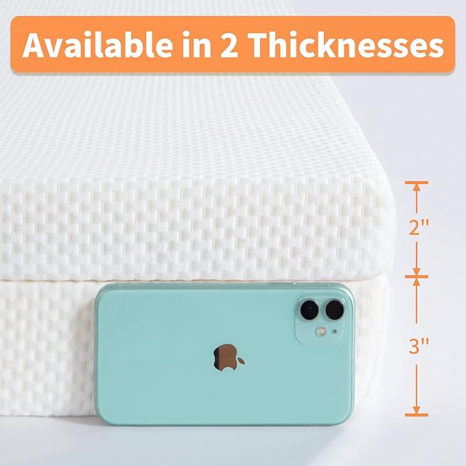 HOMBYS Memory Foam Bed Mattress Topper with Removable Cover, Massage Table Mattress Topper with Elastic Bands, Non-Slip Lash Bed Cushion Only, 73"x29"x3"