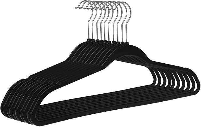 Quality Hangers 200 Pack Plastic Hangers for Clothes - Slim Non-Velvet Hangers with 360° Swivel Chrome Hook & Non Slip Notches - Ideal for Dresses Coats Shirts Jackets & More - Black - Image 6