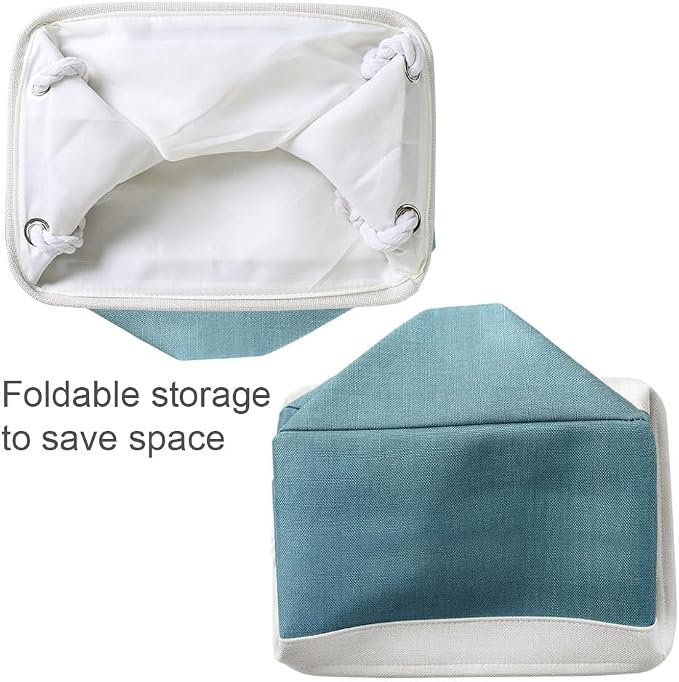 TheWarmHome Organization and Storage basket for Organizing - 3 Pack 16x12x12 inch Cube Storage Bin for Shelves, Fabric Storage Cubes for Organizer Cloth Closet Toy Box (White & Green) - Image 7