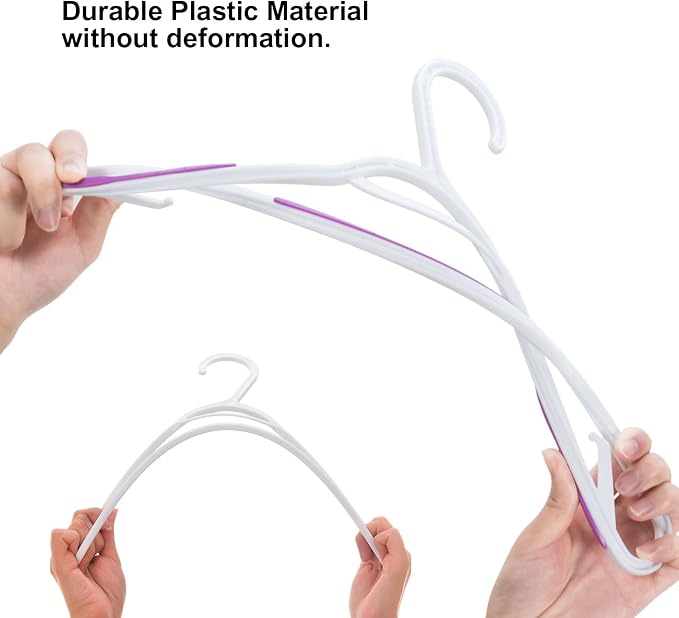 30 Pack Bendable Plastic Hangers Light-Weight Non-Slip Clothes/Suit Hangers (Purple) - Image 5