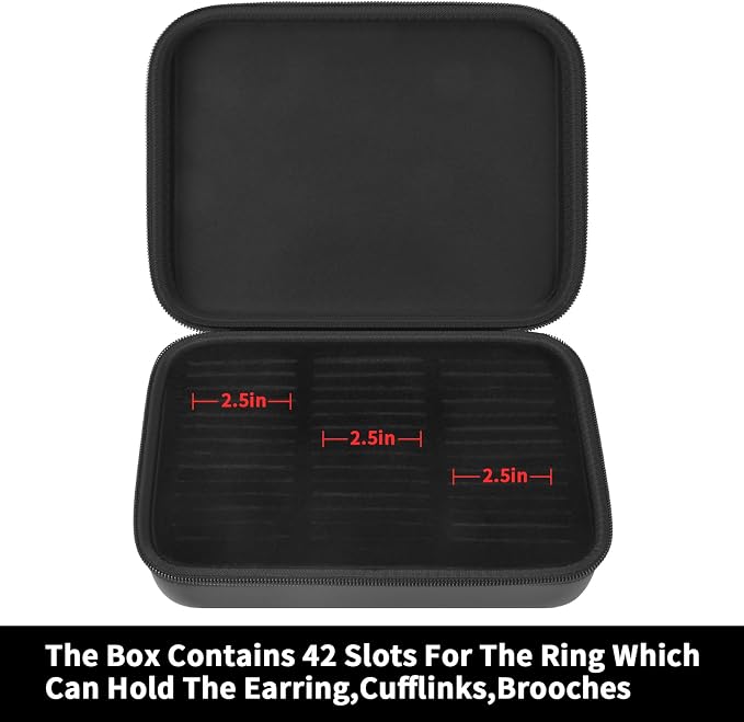GWCASE Ring Organizer Storage Case - Jewelry Ring Display Collector Box with 42 Slots. Rings Tray Holder Showcase Fits for 50+ Rings, Earrings, Brooches and Cufflinks (Box Only)-Dark - Image 6