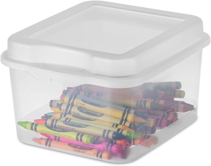 Sterilite 48-Pack Square Small FlipTop, Clear Plastic Storage Box with Hinged Lid - Stackable Multipurpose Organizer for Art and Craft Supplies, Accessories, Photos & CDs, Home or Office Use - Image 9