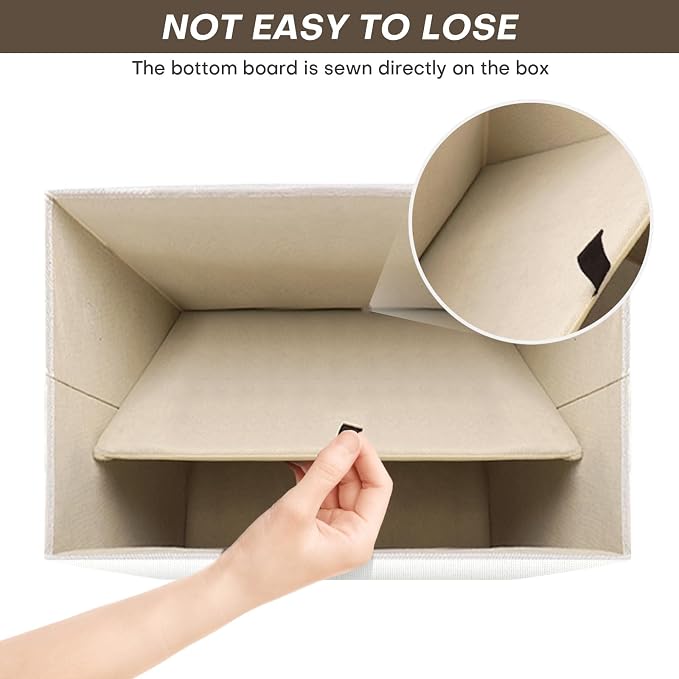 Bagnizer Large 42 Quarts Fabric Storage Bins with Lids [2-Pack] Linen Collapsible Foldable Storage Cubes, Closet Organizer Containers boxes with Handles for Home Office (16.7 x 12 x 12, White) - Image 3