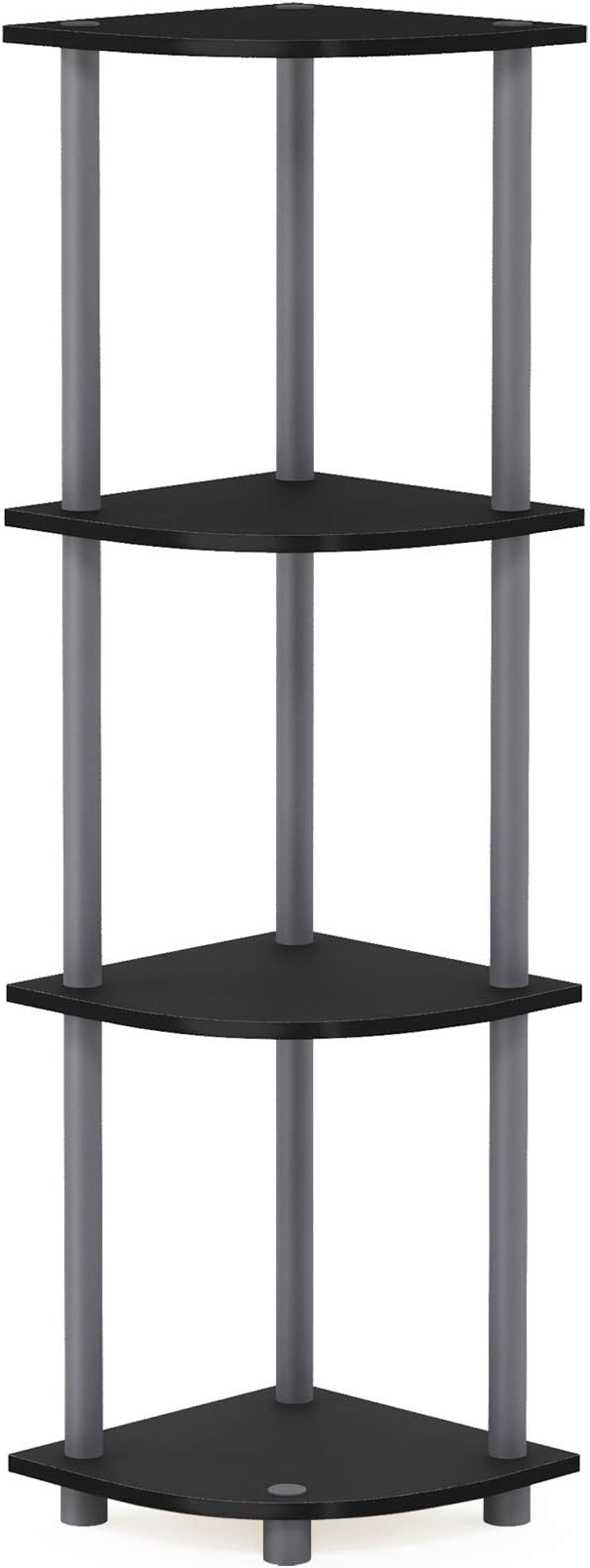 Furinno Turn-N-Tube Corner Shelf, 4-Tier Corner Bookshelf, Display Storage Shelves with Open Shelves, for Organization and Storage, Living Room, Home Office, Garage, Black - Image 5