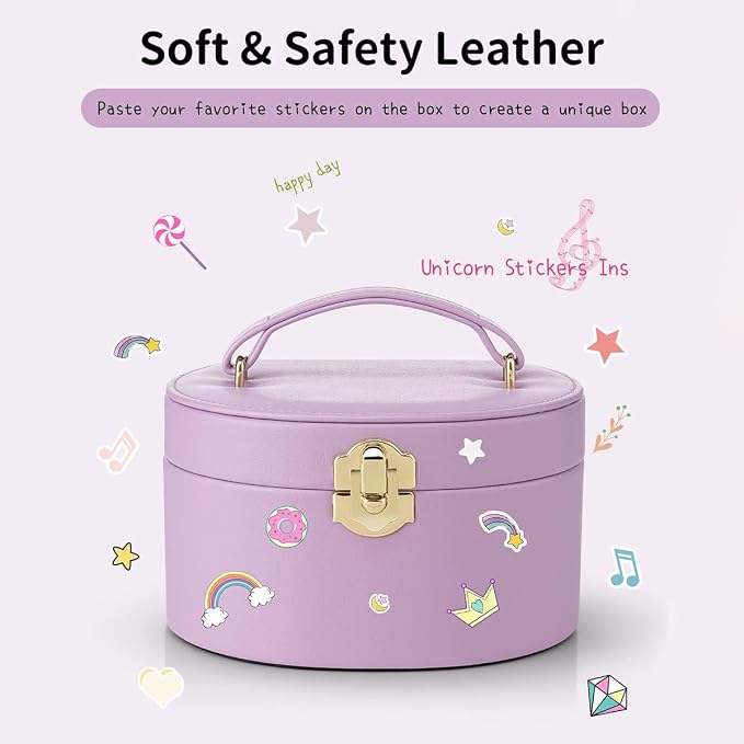 VLANDO Musical Jewelry Box for Girls, Small Kid Music Box with Ballerina for Party Bedroom Decor, Bithday Gift for Girl - Purple - Image 5
