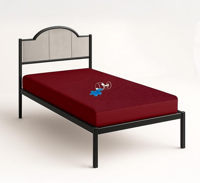 SGI bedding Waterproof RV Bunk Cot Bed Mattress Protector 38X80 for Narrow Twin Camping Bed Mattress Pad Cover, Truck Sleeper & RV Beds - Soft, Noiseless, Breathable, 15" Deep Pocket - Burgundy
