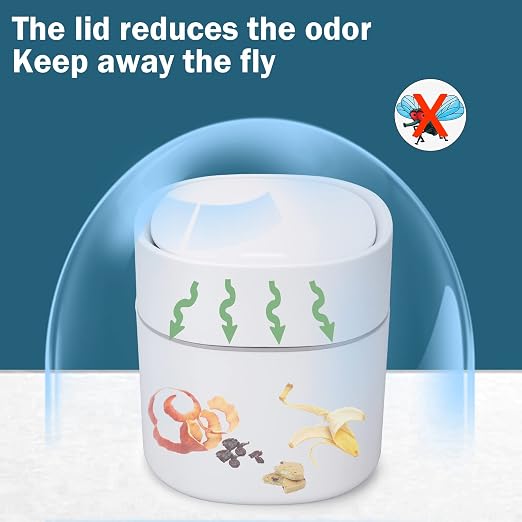 Mini Desk Trash Can with Lid with Trash Bags 180 pcs Press-Top 0.5 Gallon Tiny Countertop Waste Basket Small Table Top Plastic Covered Garbage Bin for Desk Top - Image 4