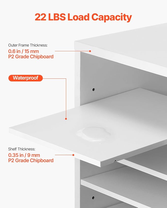 VEVOR Literature Organizer, 36 Compartments Office Mailbox with Adjustable Shelves, Wooden Mailbox Sorter Medium Density Fiberboard Office Home Classroom Storage for Files, Documents, Papers, White - Image 5