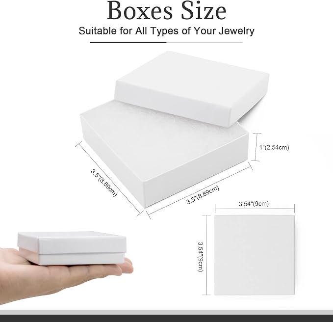 Cardboard Jewelry White Gift Boxes 20 Pack3.5×3.5×1 inches, its apply to displaying necklaces, rings, bracelets, earrings - Image 3