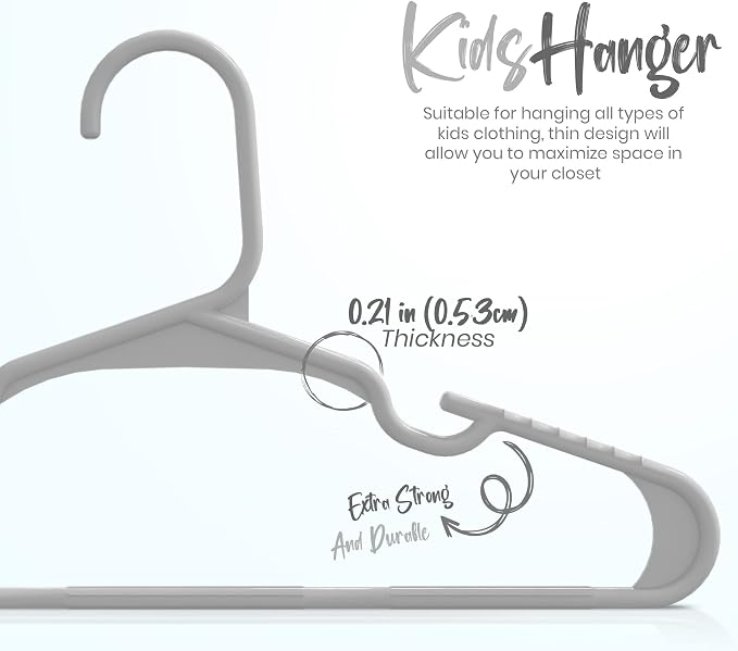 Utopia Home 60 Pack Kids Hangers - 11.5 Inch Plastic Baby Hangers for Closet - Childrens Hanger for Clothes & Infant Hanger for Closet - for Everyday Standard Use (Gray) - Image 2