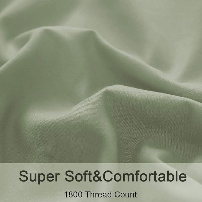 SONORO KATE Bed Sheet Set Super Soft Microfiber 1800 Thread Count Luxury Egyptian Sheets 16-Inch Deep Pocket，Wrinkle and Hypoallergenic-3 Piece (Sage, Twin)