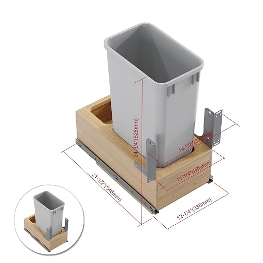 Dowell Single 50Qt Undermount Trash Pull-Out Waste Container with Full Extension Soft-Close Slides, Bottom Mounted, Face Frame/Frameless Min. Cabinet Opening: 12-1/2 Inch Wide-4008 0115 50 - Image 4