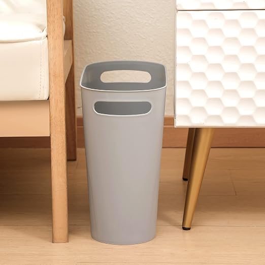 rejomiik Small Trash Can, Slim Garbage Can Plastic Waste Basket with Handles 3.5 Gallon Container Bin for Narrow Spaces Bathroom, Bedroom, Kitchen, Office at Home, 2 Pack Grey - Image 7