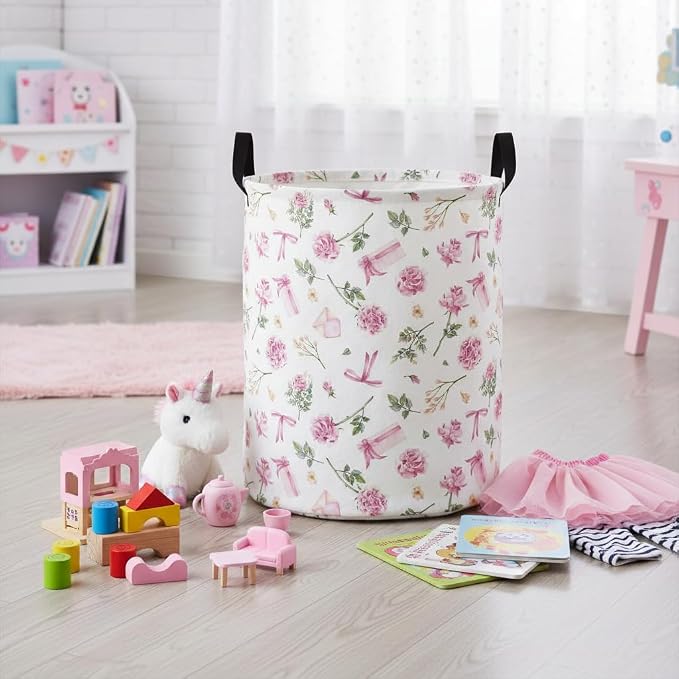 Baby Laundry Basket Baby Nursery Hamper Kids Laundry Basket Toy Storage Bin for Boys Room Decor Gift Baskets for Bedroom Bathroom(Gift Flower) - Image 5