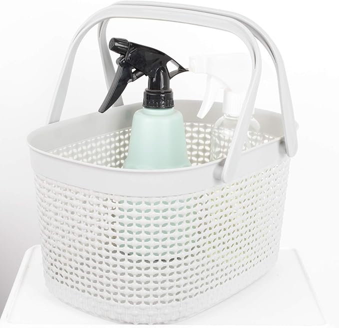 rejomiik Portable Shower Caddy Basket, Plastic Organizer Storage Tote with Handles for Bathroom, College Dorm, Kitchen, Grey - Image 5