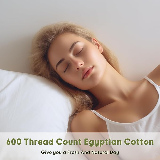 SONORO KATE 100% Egyptian Cotton Sheets Queen Size - 600 Thread Count, Luxury Hotel Sateen Weave Bedding Set, Soft Breathable Sheet Sets, 16" Deep Pocket - 4 PC(White,Queen)