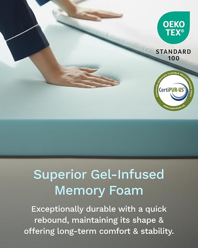 ViscoSoft Dusk 3-Inch Memory Foam Mattress Topper - Cal King Mattress Topper, Washable Cover, Cooling & Back Pain Relief, CertiPUR-US Performance Tested and Certified Foam