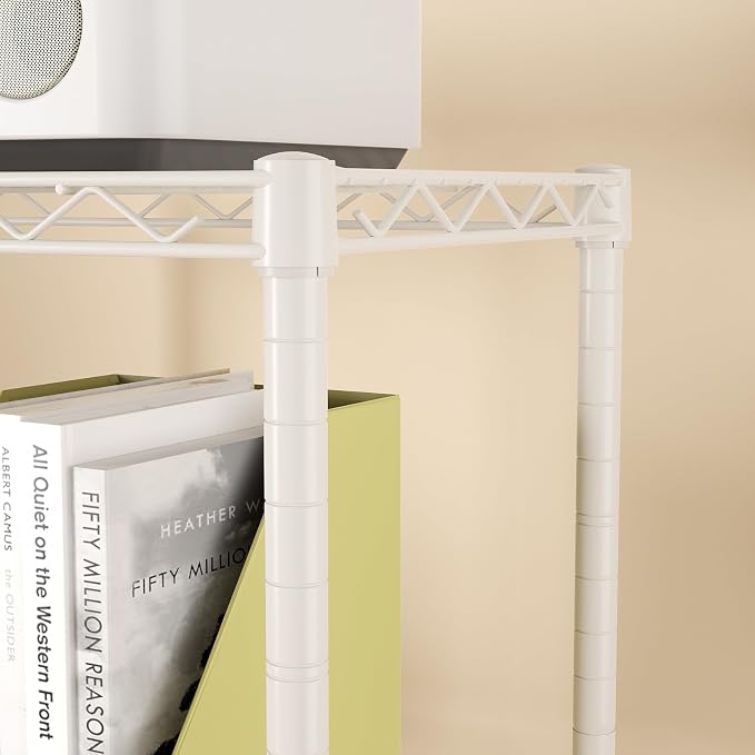 SINGAYE 3 Small Shelves Storage Shelf Wire Shelving Unit Metal Shelf Adjustable Organizers Storage Shelving with Wheels for Bathroom Laundry Room Kitchen Pantry11.5”D x 17.5”W x 30.5”H White - Image 6