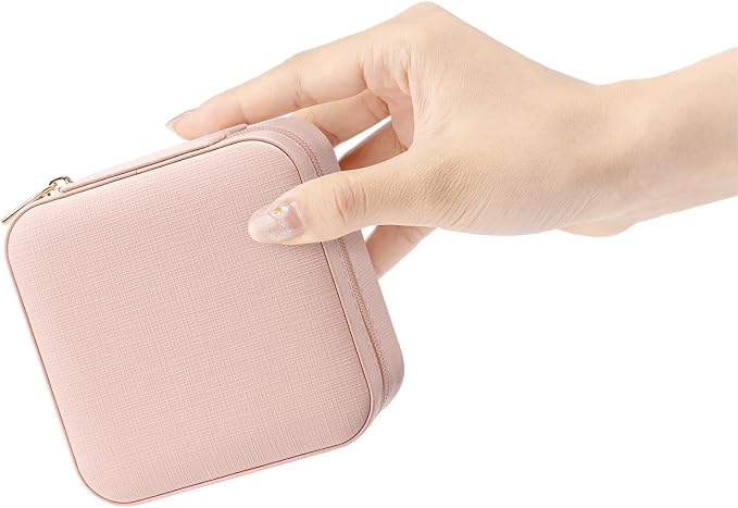 VLANDO Small Faux Leather Travel Jewelry Box Organizer Display Storage Case for Rings Earrings Necklace, Pink - Image 8