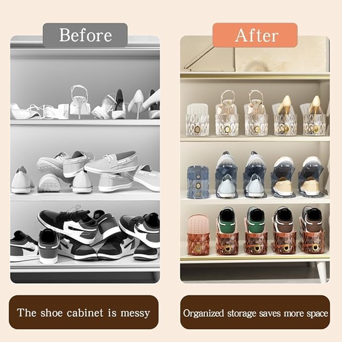 Shoe Slots Organizer, 15 Pack - Adjustable Shoe Stacker for Closet Storage, Clear Double Layer Space Saver, Durable and Stackable Shoe Holder for Sneakers Heels and Flat - Image 2