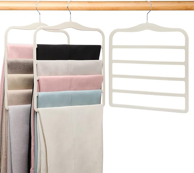 Pants Hangers Space Saving,Organization and Storage for Dorm Room Essentials for College Students Girls,Non-Slip Velvet Hangers,Multifunctional Pant Hanger Closet Organizer for Trousers Scarf-3 Pack by JUUBAOOPN