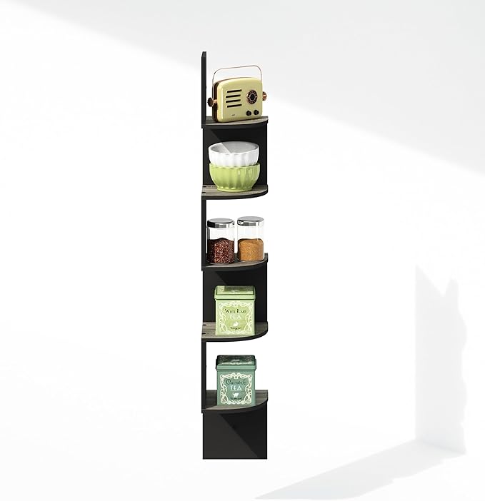 Furinno Rossi 5-Tier Floating Corner Shelf for Wall, Corner Zigzag Shelf Wall Mounted, Radial Wall Mount Shelves, for Home Office, Living Room, Bedroom, Bathroom, French Oak - Image 5