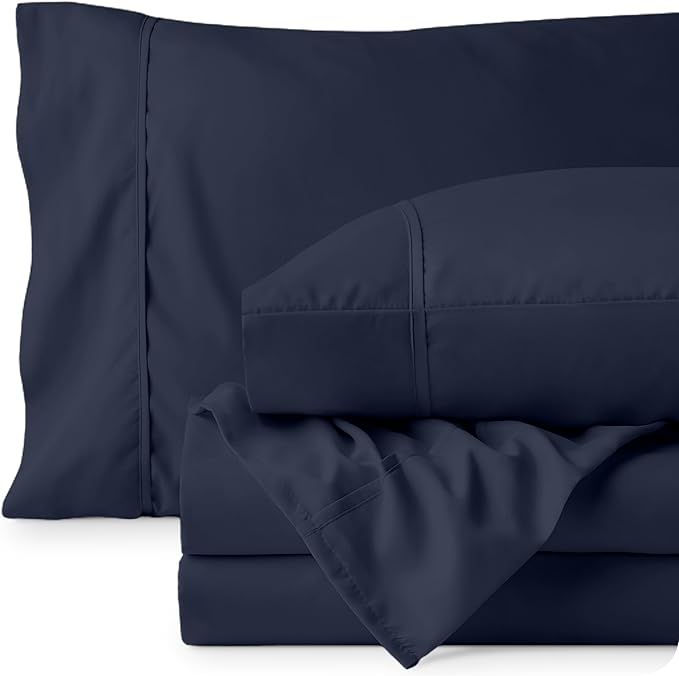 Bare Home Full Sheet Set - 1800 Ultra-Soft Microfiber Full Bed Sheets - Double Brushed - Deep Pockets - Easy Fit - 4 Piece Set - Bedding Sheets & Pillowcases (Full, Midnight Blue)