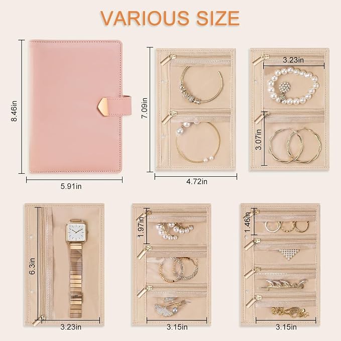 Travel Jewelry Organizer - Waterproof Leather Portable Jewelry Case for Women with Transparent PVC & Suede Lining, Compact Jewelry Storage for Earrings Necklaces Rings - Image 2