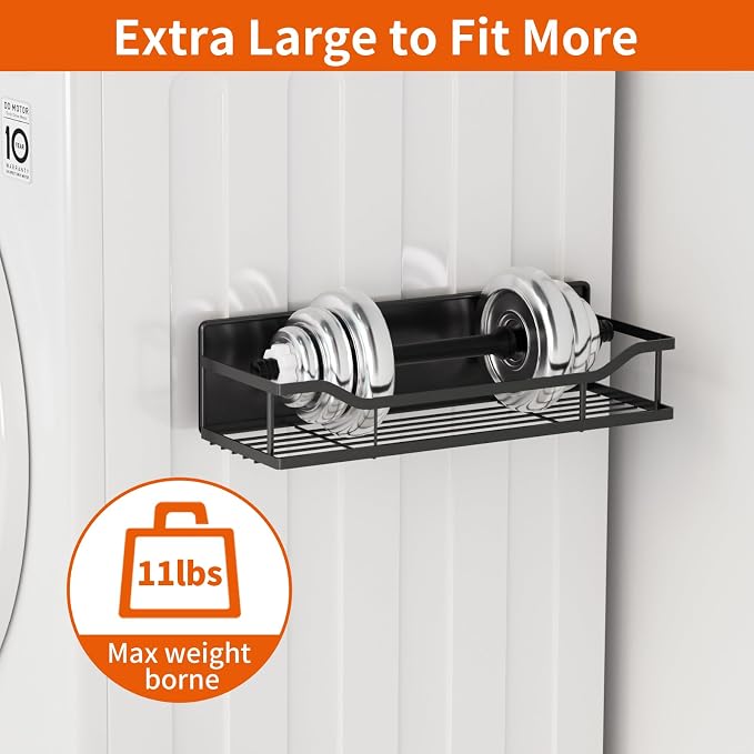 Magnetic Spice Rack,Multifunctional Magnetic Shelf for Washing Machine,Refrigerator,Microwave,and Any Metal Surface,Powerful Magnetic Shelves Include Magnetic Paper Towel Holder (5 pcs - Black) - Image 5