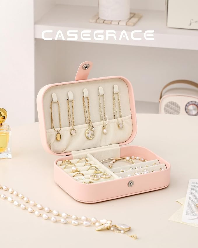 CASEGRACE Jewelry Box For Women Portable Travel Jewelry Case for Necklace Earring Rings Jewelry Holder Case Gift Box Girls - Image 2