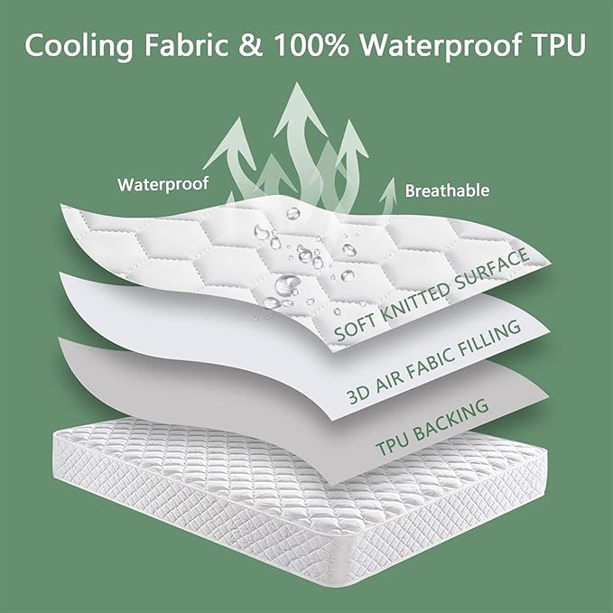 OhGeni 100% Waterproof Mattress Protector,King Size Mattress Soft Pad,Pet Hair & Bedwetting Resistant,Cooling Breathable Fitted Sheets,Washable Bed Cover,Non-Slip Deep Pocket,Noiseless for Bedroom