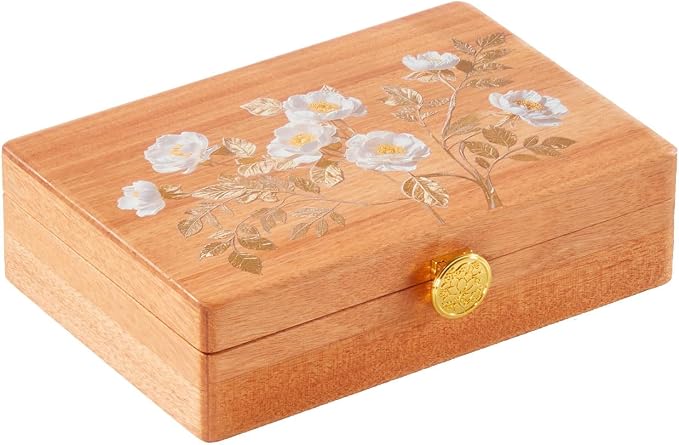 Travel Jewelry Case Small Wood Jewelry Organizer Jewelry Box for Women (Pine Wood Print A) by KAOTGOT