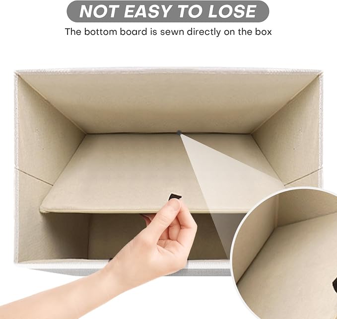 Bagnizer Large 22 Quart Linen Fabric Foldable Storage Bin Cube Organizer Basket with Flip-Top Lid & Handles, Clothes Blanket Box for Home, Office, Closet, Gray & White, 4 Pack 14.6 x 9.5 x 9.5” - Image 4