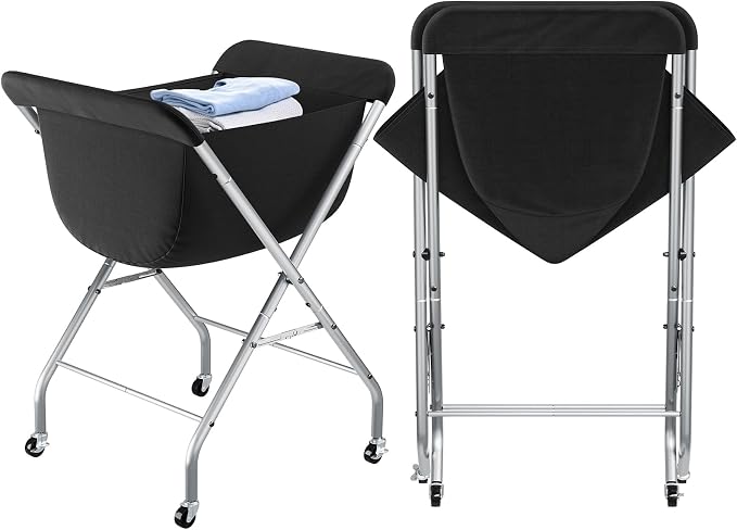 ELYKEN Laundry Cart with Wheels, 33”H Easy Rolling Laundry Hamper with Removable Liner Bag, Sturdy Metal Frame Clothes Basket with 4 Casters and 2 Brakes - Image 8