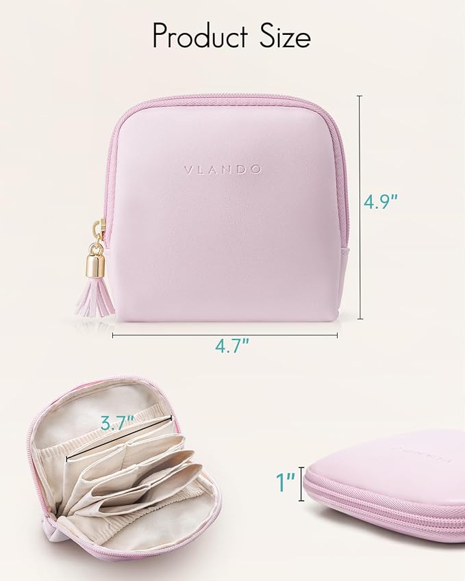 VLANDO Mini Jewelry Travel Case,Jewelry Pouch Bags with Zipper, Velvet Jewelry Organizer Storage Bag for Bracelet Rings Earring Travel Essentials Gifts for Women Girl - Pinkish Purple - Image 5