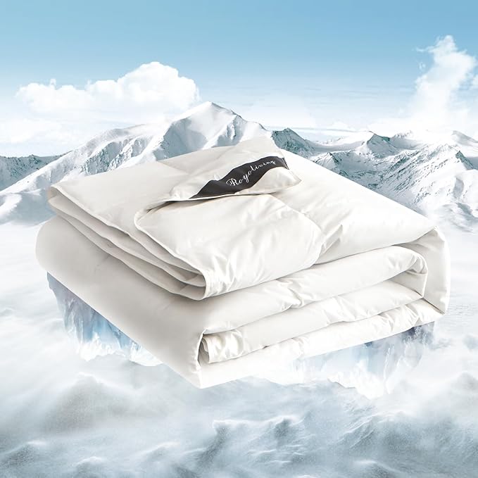 Royoliving Premium Lightweight Feathers Down Duvet Insert Comforter California King Size Summer Cooling Blanket White, 100% Cotton Cover with Coner Tabs (108x98, 45 oz)