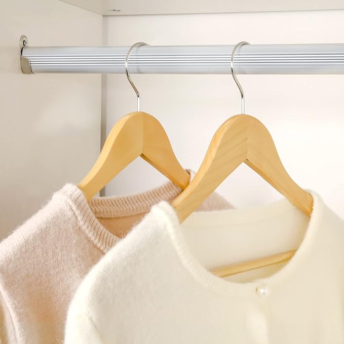 TOPIA HANGER Wooden Coat Hanger 20 Pack, Natural Wood Suit Hangers with Non Slip Pants Bar, 360° Swivel Hook and Shoulder Notches for Camisole, Jacket, Pants, Smooth Finish-CT34N20 - Image 5