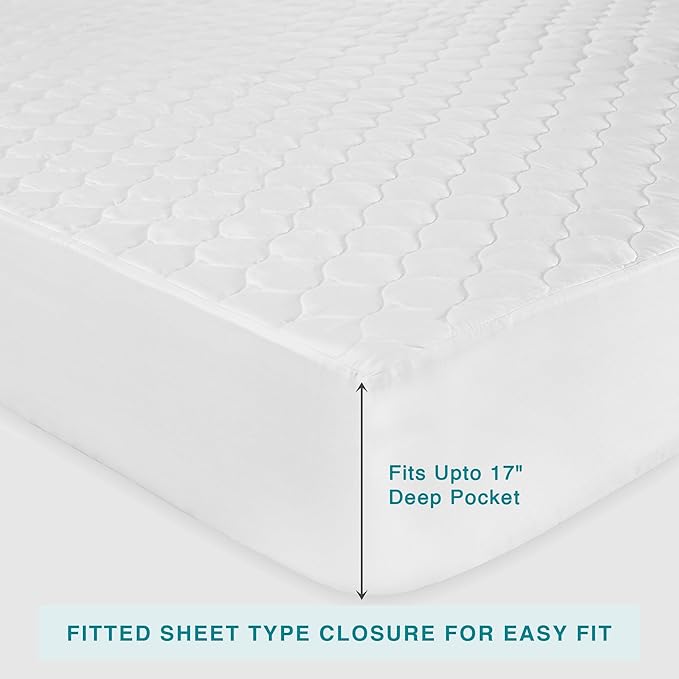 FABDREAMS Organic Quilted Mattress Protector Cal King Size | Mattress Pad| Mattress Cover| Naturally Breathable | Noiseless| Fits up to 17" Deep Pockets| Temperature Regulating | White