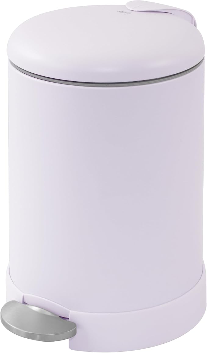 Glad Small Trash Can, 1.2 Gallon | Round Stainless Steel Garbage Bin with Soft Close Lid & Step Foot Pedal | Metal Waste Basket with Removable Inner Bucket, Lavender by GladTrashFoodStorage