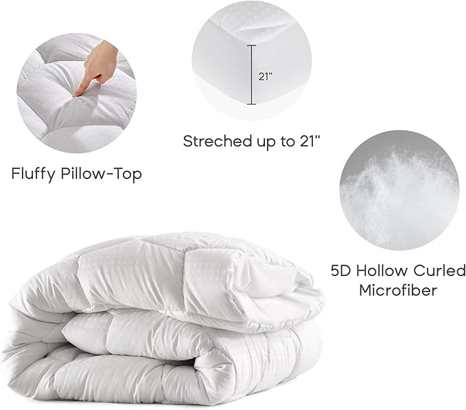 Sonive King Mattress Protector, Mattress Topper 300TC Cotton Quilted Deep Pocket up 8-21", Fitted Mattress Pad Ultra Soft Protector,Durable & Easy Care White