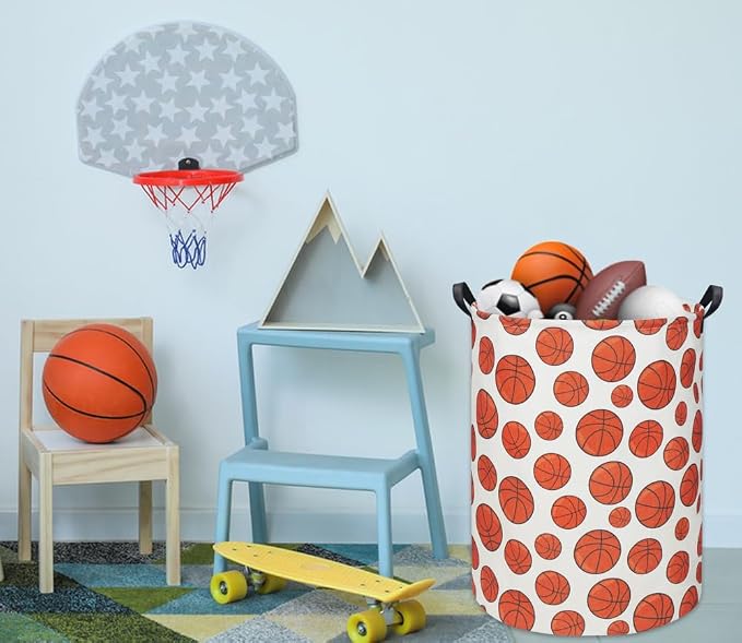 HIYAGON Basketball Kids Laundry hamper Baby Hamper for Nursery Boy and Girl Hamper Cute Kids Toys Storage Bin Organizer Room Decor for Home(Basketball) - Image 5