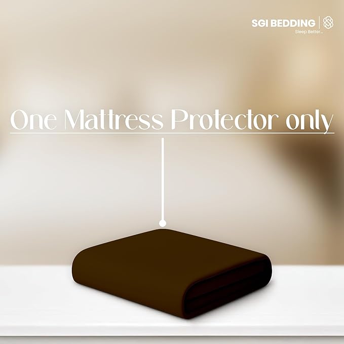 SGI bedding Waterproof Split Top Cal King 72x84 Mattress Protector Pad Cover– 28" Top, 18" Deep Pocket Fitted Style Soft Noiseless & Breathable Bed Cover for Adjustable Head Beds Chocolate