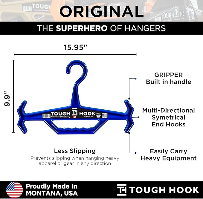 Tough Hook Original Heavy Duty Hangers – The Superhero of Hangers USA-Made, Anti-Slip ABS Resin Tactical Hanger for Police Gear, Scuba Gear & Dive BCD – DuraResin 200-lb Cap Wetsuit Hanger, 1 Foliage - Image 6