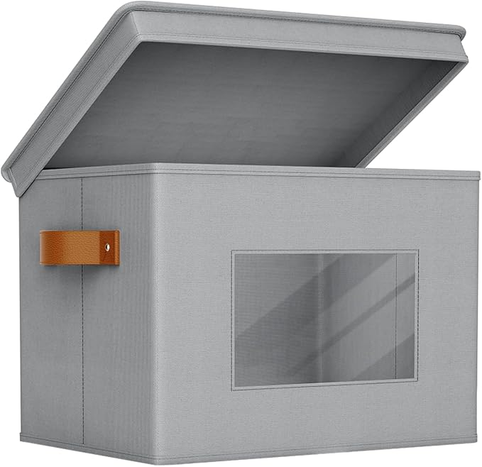 Univivi Storage Bins with Lids Collapsible Foldable Closet Storage Boxes for Clothes [3-Pack] Containers boxes with Handles Closet Storage for Home, Office, Bedroom (Grey,17" x 12"x 12") - Image 7