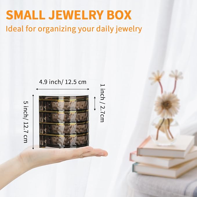LETURE 4-Layers Rotatable Jewelry Organizer Storage Box, Clear Jewelry Holder Case for Ring Earring Necklaces Bracelets Makeup Hair Accessories - Image 2