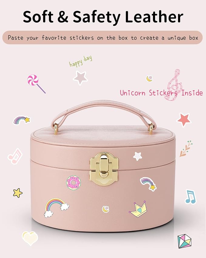 Vlando Musical Jewelry Box for Girls, Small Kid Music Box with Ballerina for Birthday Bedroom Decor, Gifts for Girls Kids - Pink - Image 3