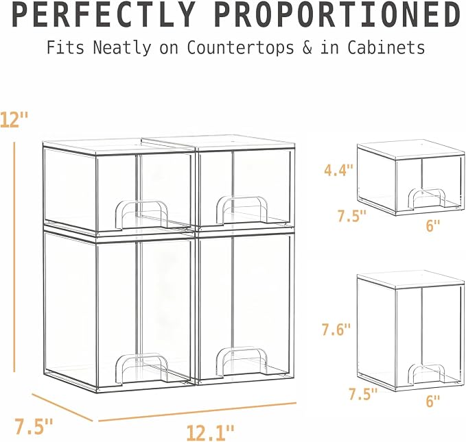 Baby Bottle Organizer, Large Capacity Stackable Acrylic Storage with Non-Slip Pads, for Baby Bottles, Pump Parts, Kitchen Countertop, Pantry, Vanity, 4-Piece - Image 2