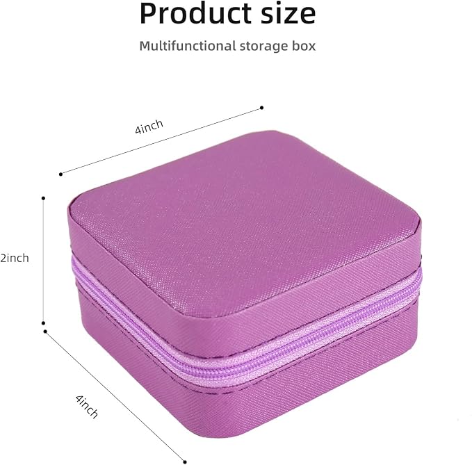 KElofoN Travel jewelry case Travel jewelry box Travel Jewelry Organizer Small Jewelry Organizer Box Gift for Girls Women with Mirror(Purple) - Image 2
