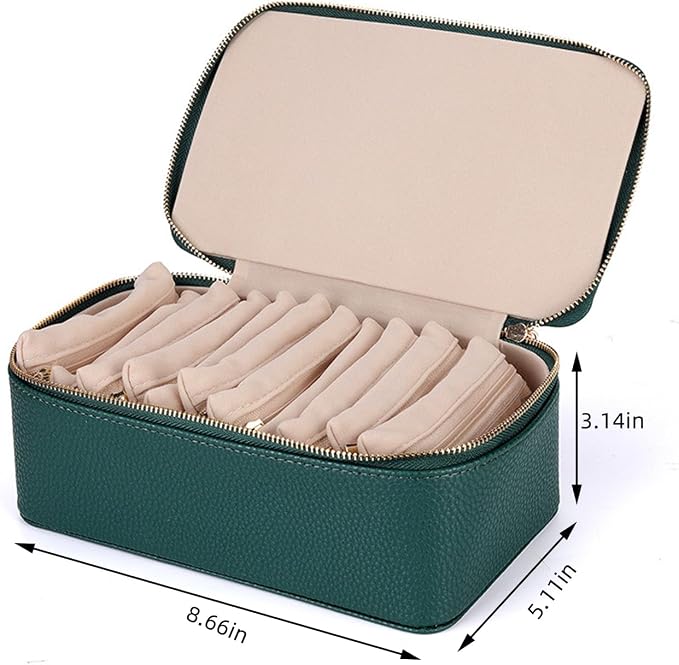 NCONCO Travel Jewelry Box, Portable PU Leather Travel Jewelry Organizer with 12pcs Velvet Bags Compact & Lightweight Travel Jewelry Case for Necklaces Rings Earrings Sorting Storage - Image 2