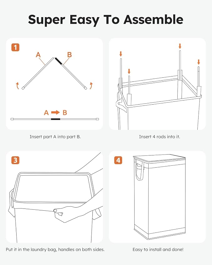 SOLEDI Laundry Hamper with Lid 100L Large & Tall Collapsible Laundry Basket, Clothes Hamper with Bag Removable Easy to Carry, Dirty Hampers for Bedroom, Bathroom, Dorm, College, Cement - Image 6